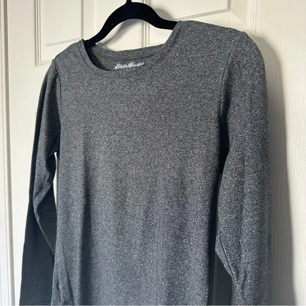 Eddie Bauer Charcoal Gray 100% Cotton Long Sleeve Tee - Medium - Picture 2 of 5